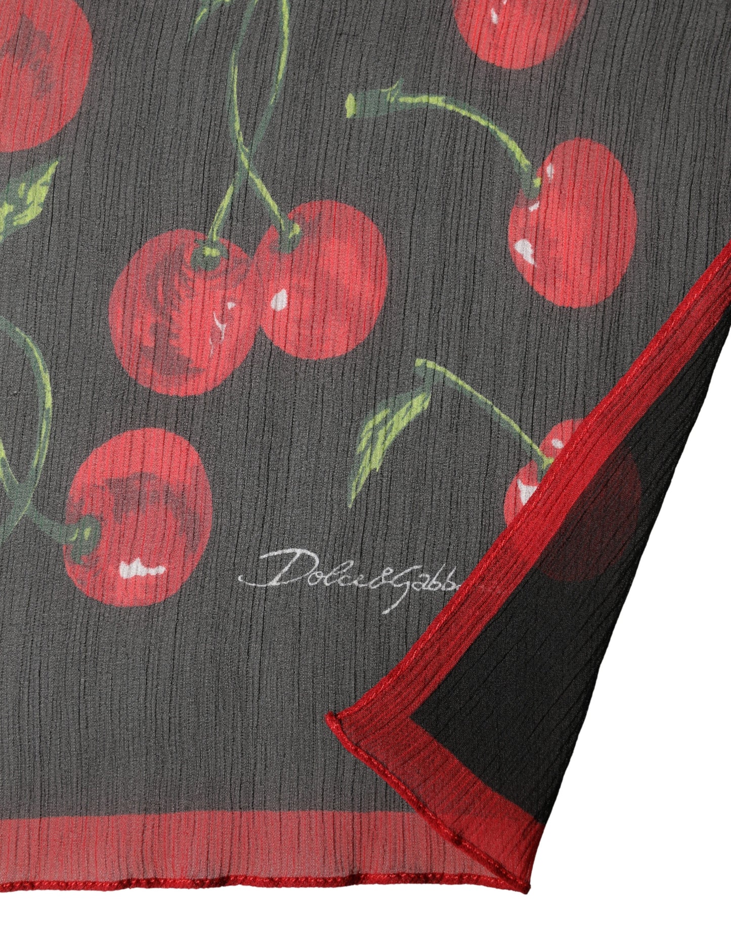 Dolce & Gabbana Black Cherry Print Silk Shawl Stole 190cm x 122cm Scarf