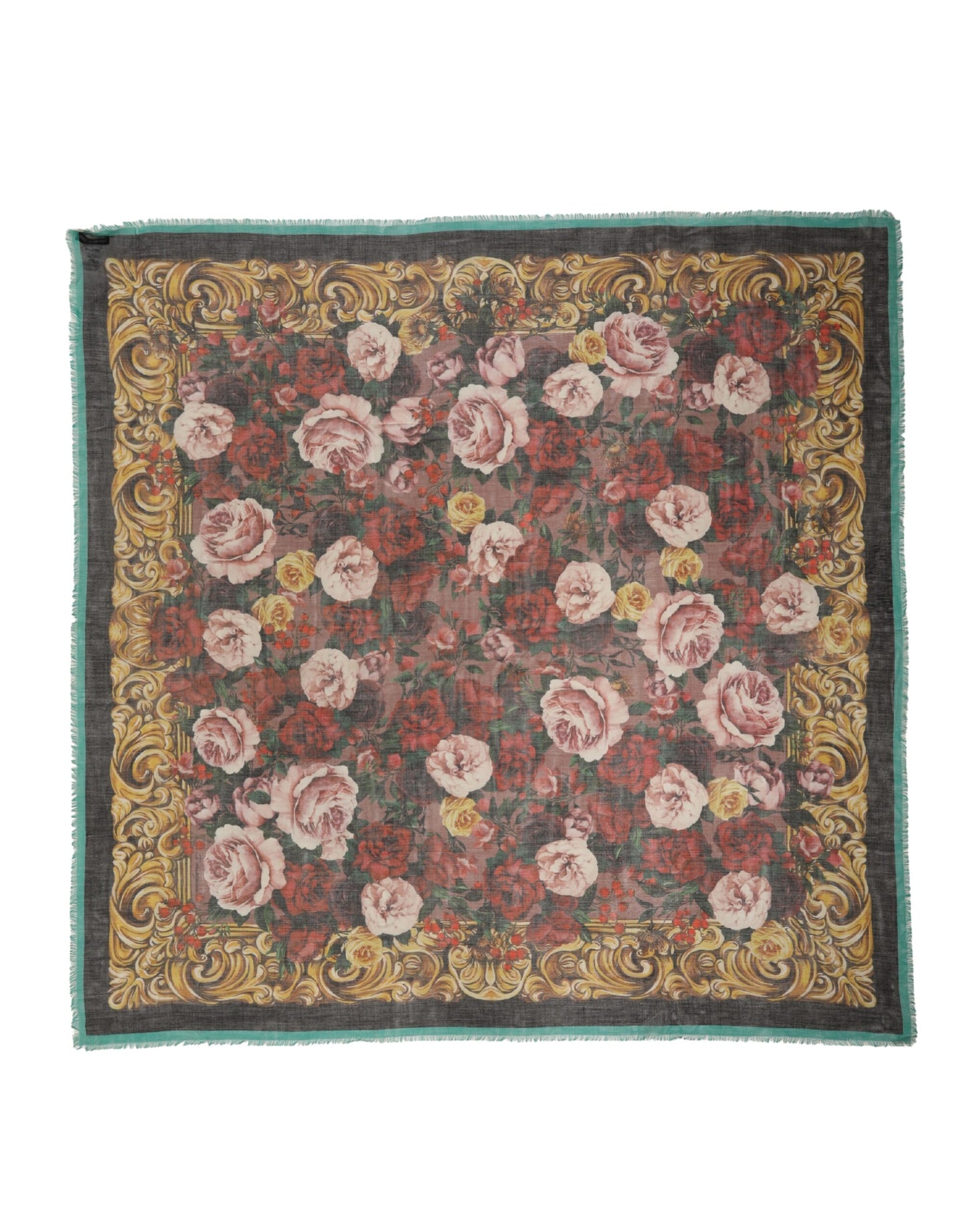 Dolce & Gabbana Multicolor Floral Cashmere Square Stole 134cmx134cm Scarf
