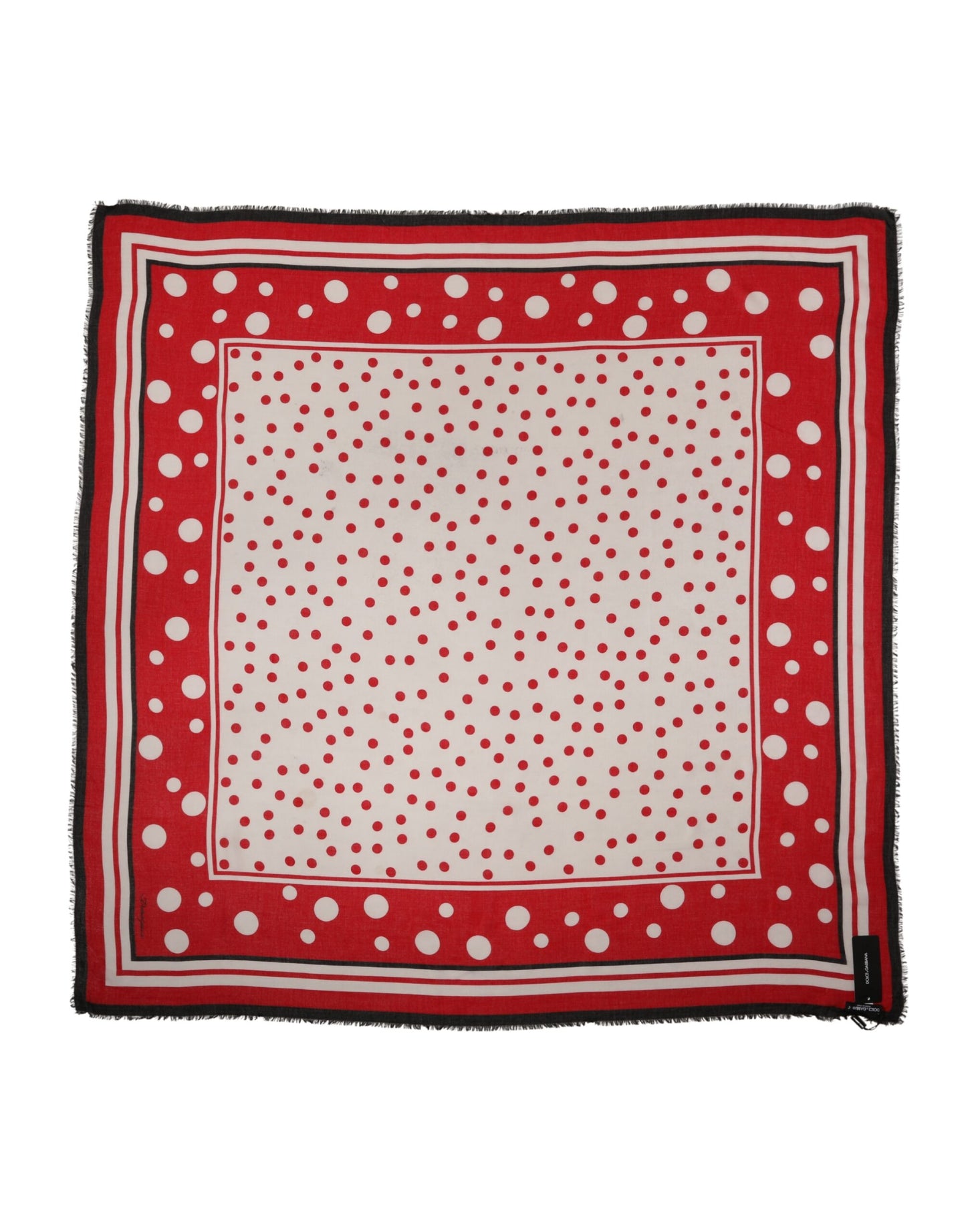 Dolce & Gabbana Red Polka Dot Print Square Stole 137cm x 134.5cm  Scarf