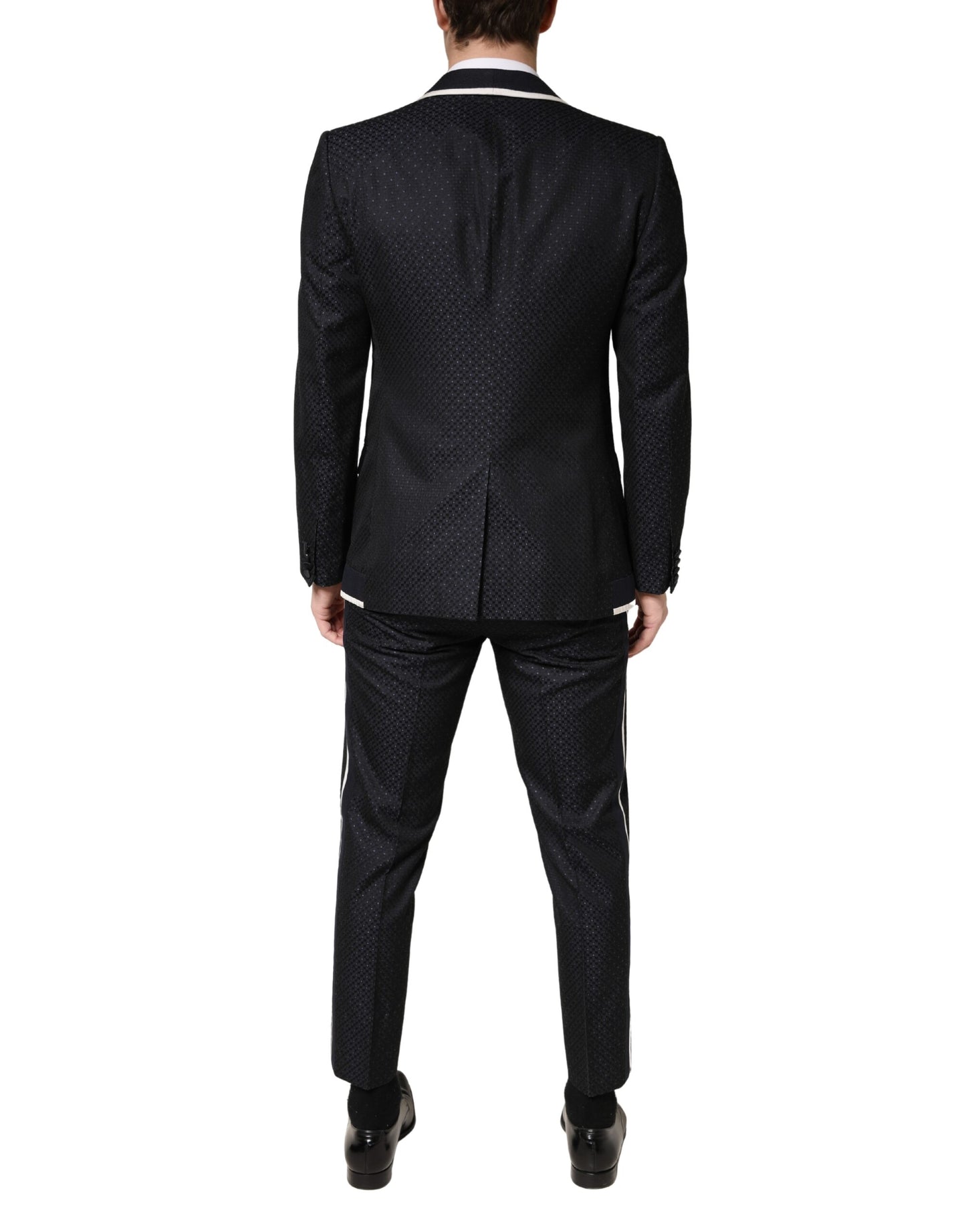 Dolce & Gabbana Black White Single Breasted SICILIA Men 3 Piece Suit