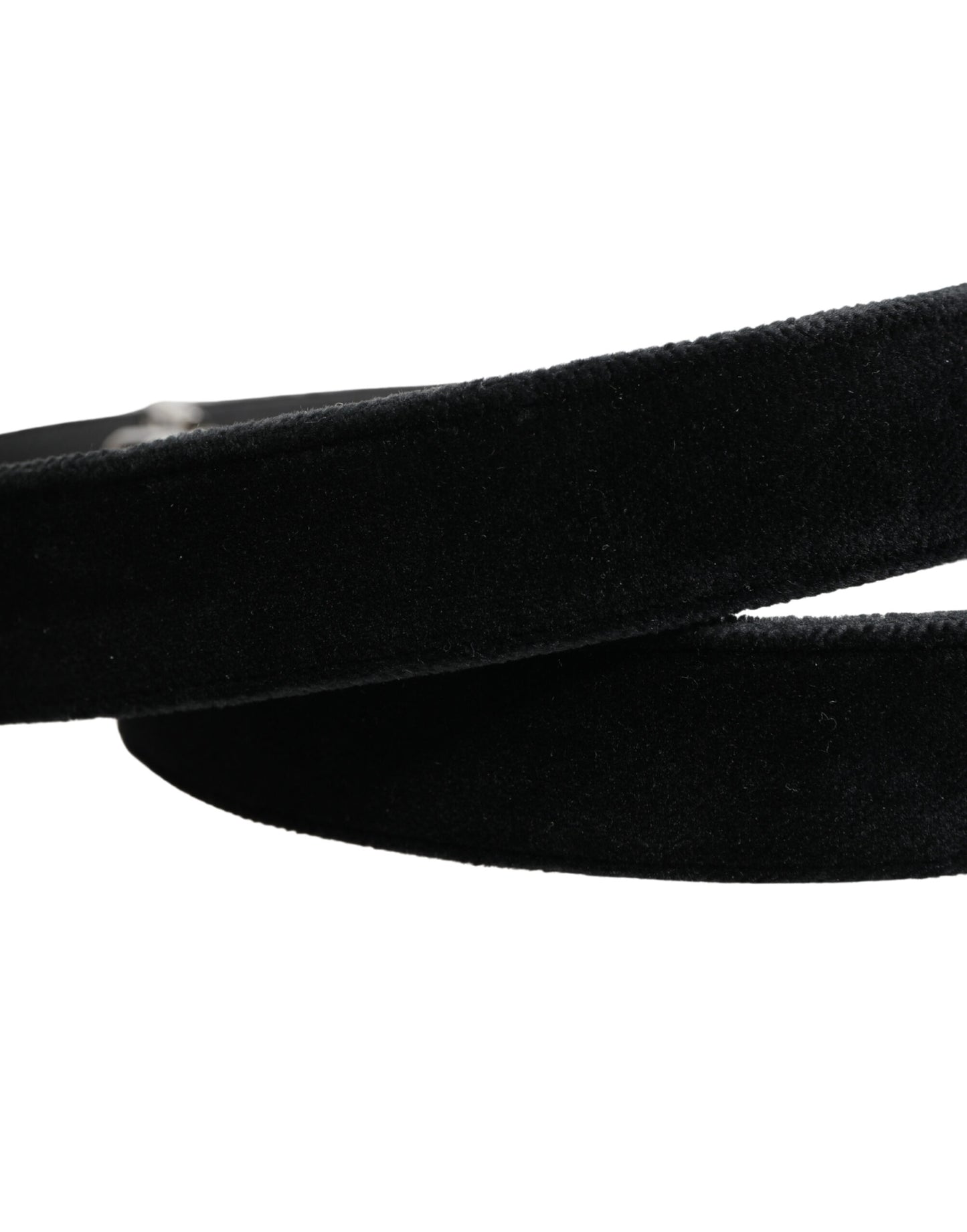 Dolce & Gabbana Black Suede Silver Tone Metal Buckle Men Belt