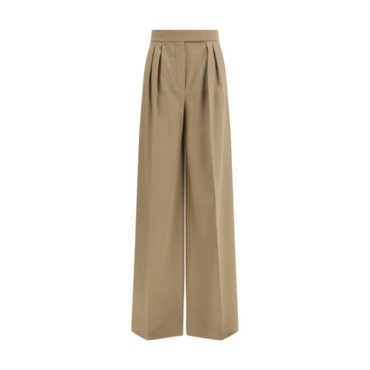 Max Mara Beige Fleece Wool Casual Pants