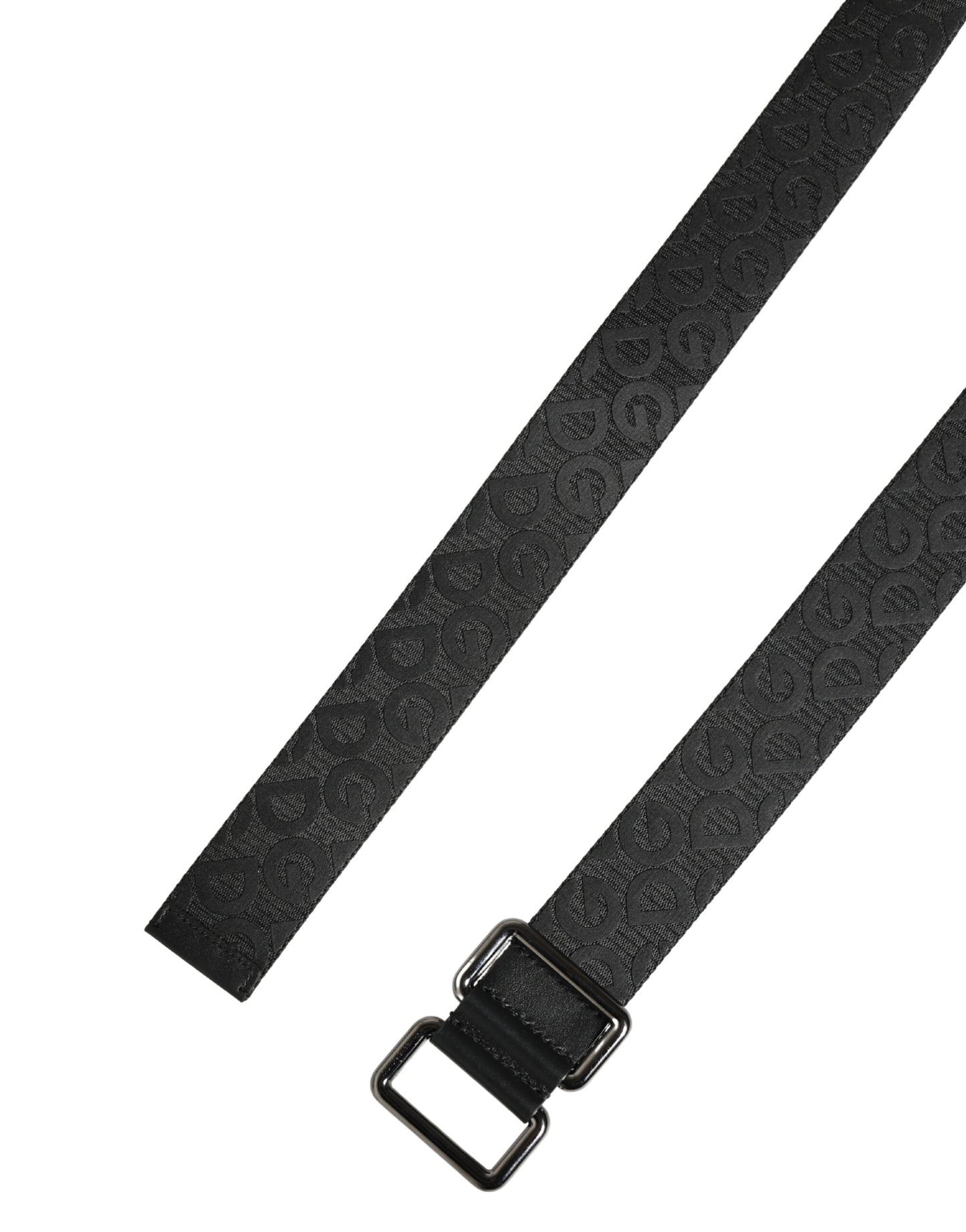 Dolce & Gabbana Black Logo Monogram Silver Metal Buckle Belt