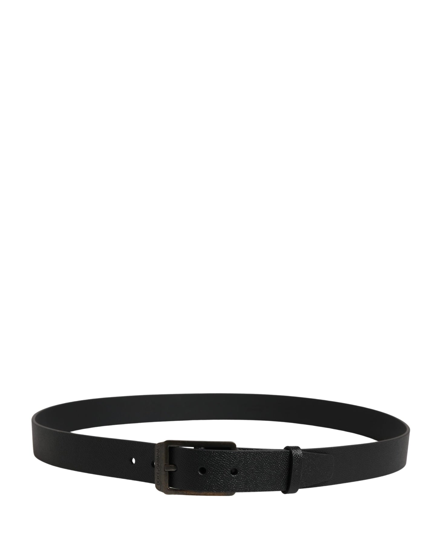 Dolce & Gabbana Black Calf Leather Gold Metal Buckle Belt