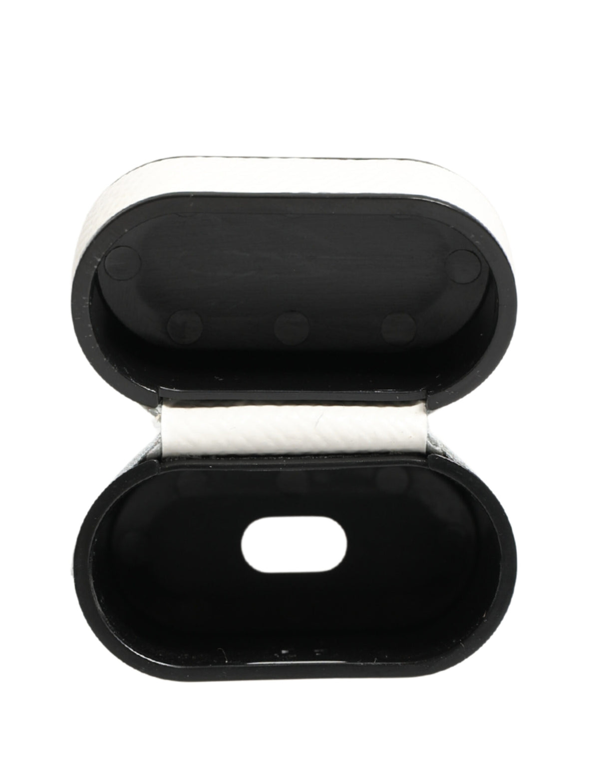 Dolce & Gabbana White Calf Leather Logo Flip Holder Strap Airpods Case