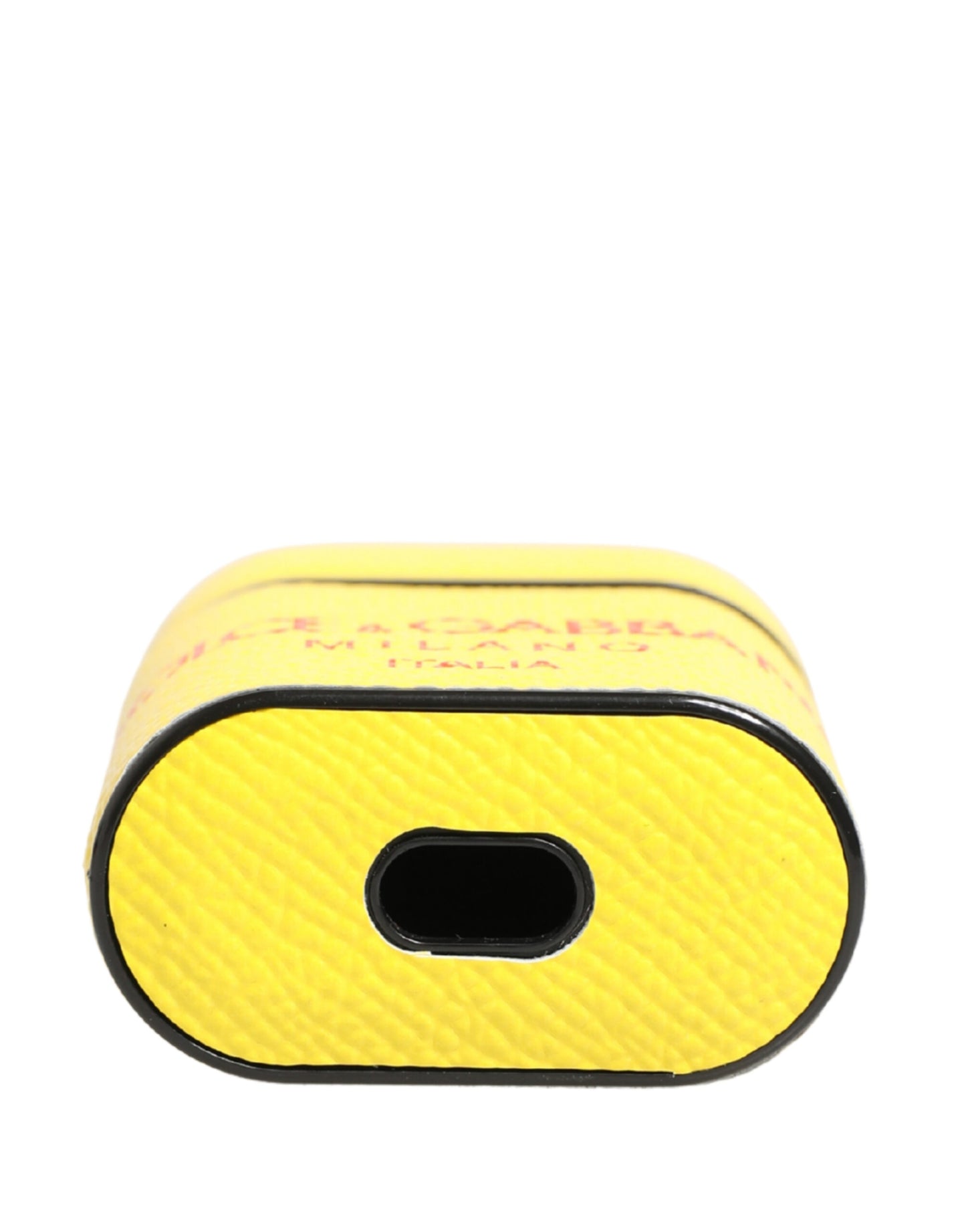 Dolce & Gabbana Yellow Calf Leather Logo Flip Holder Strap Airpods Case