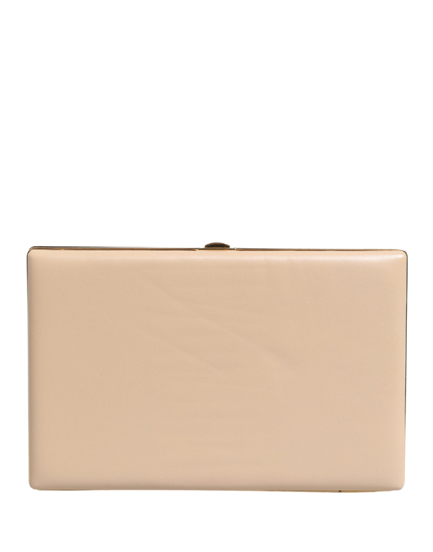 Dolce & Gabbana Beige Lambskin Leather Clutch Evening Women Purse Bag