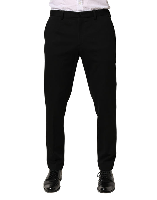 Dolce & Gabbana Black Wool Skinny Men Dress Trouser Pants