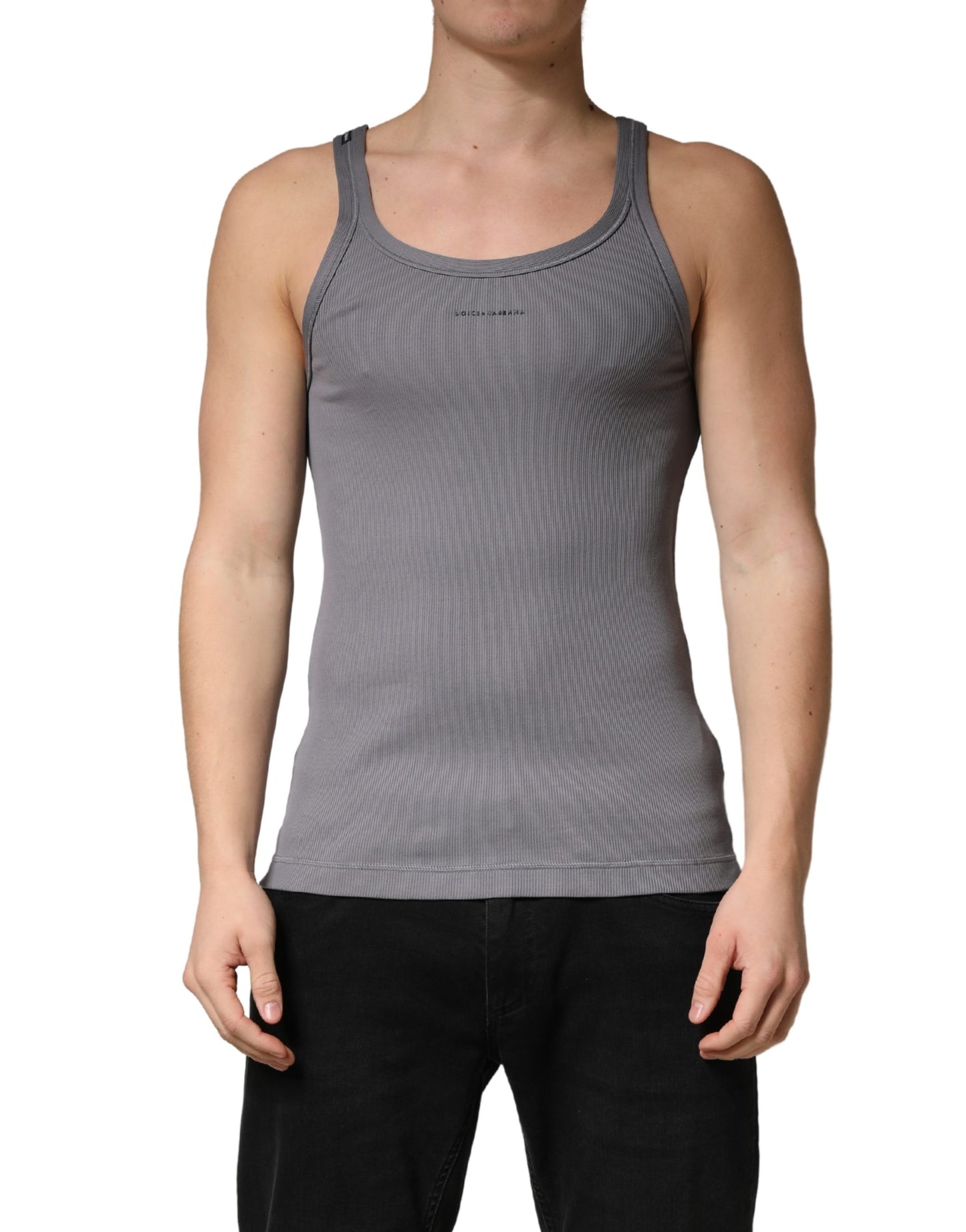 Dolce & Gabbana Gray Sleeveless Round Neck Tank Top T-shirt
