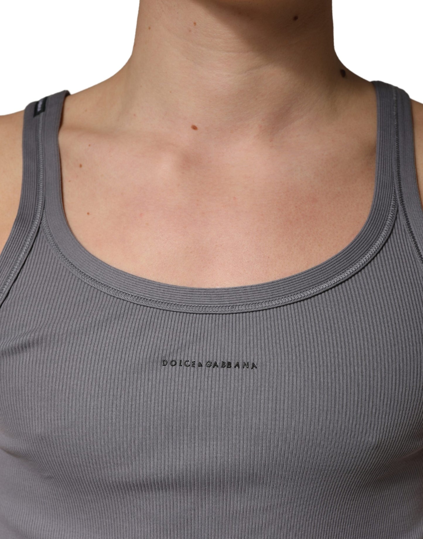 Dolce & Gabbana Gray Sleeveless Round Neck Tank Top T-shirt