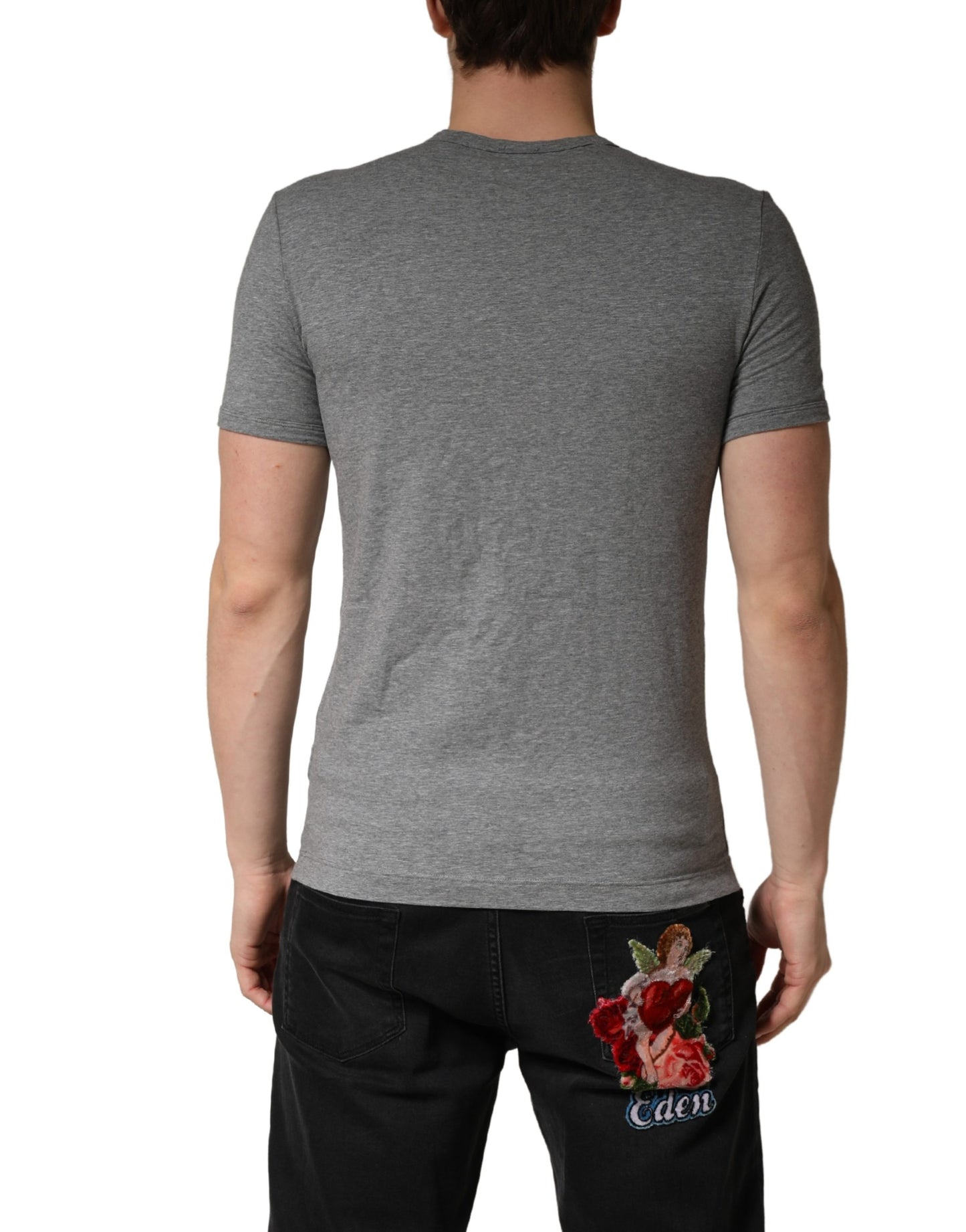 Dolce & Gabbana Gray DG Logo Crew Neck Men Underwear T-shirt
