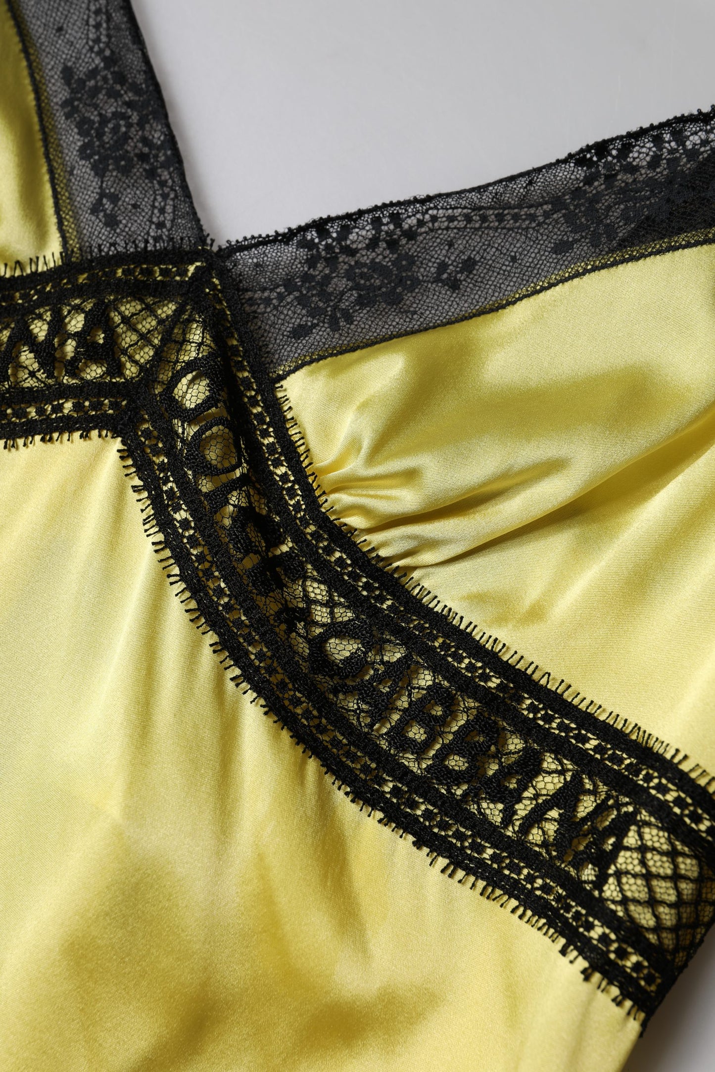 Dolce & Gabbana Yellow Silk Lace Trim Lingerie Top Underwear