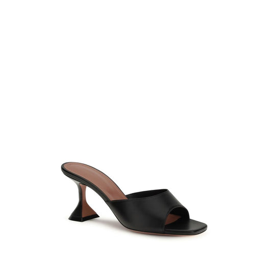 Amina Muaddi Black Lamb Ovis Aries Stiletto Heel Sandals
