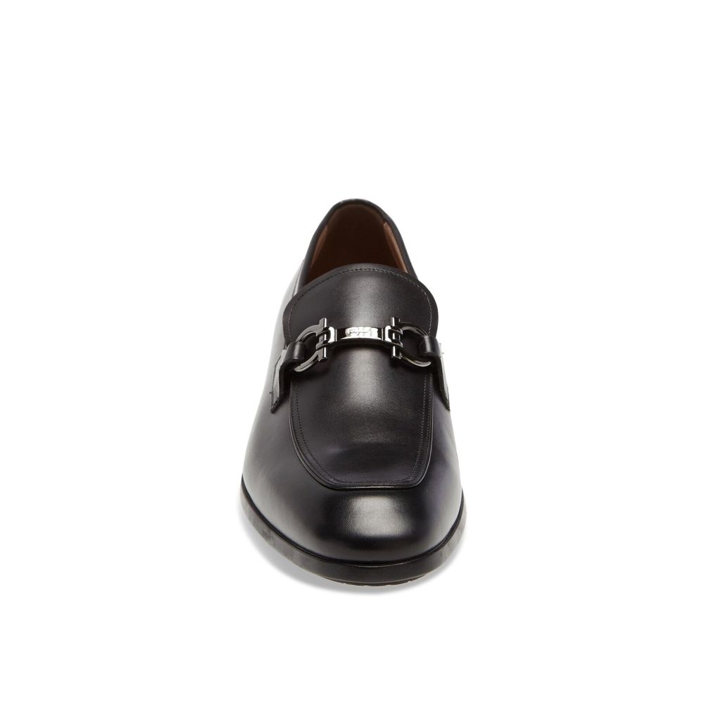 Salvatore Ferragamo Black Calfskin Slip-On Loafers