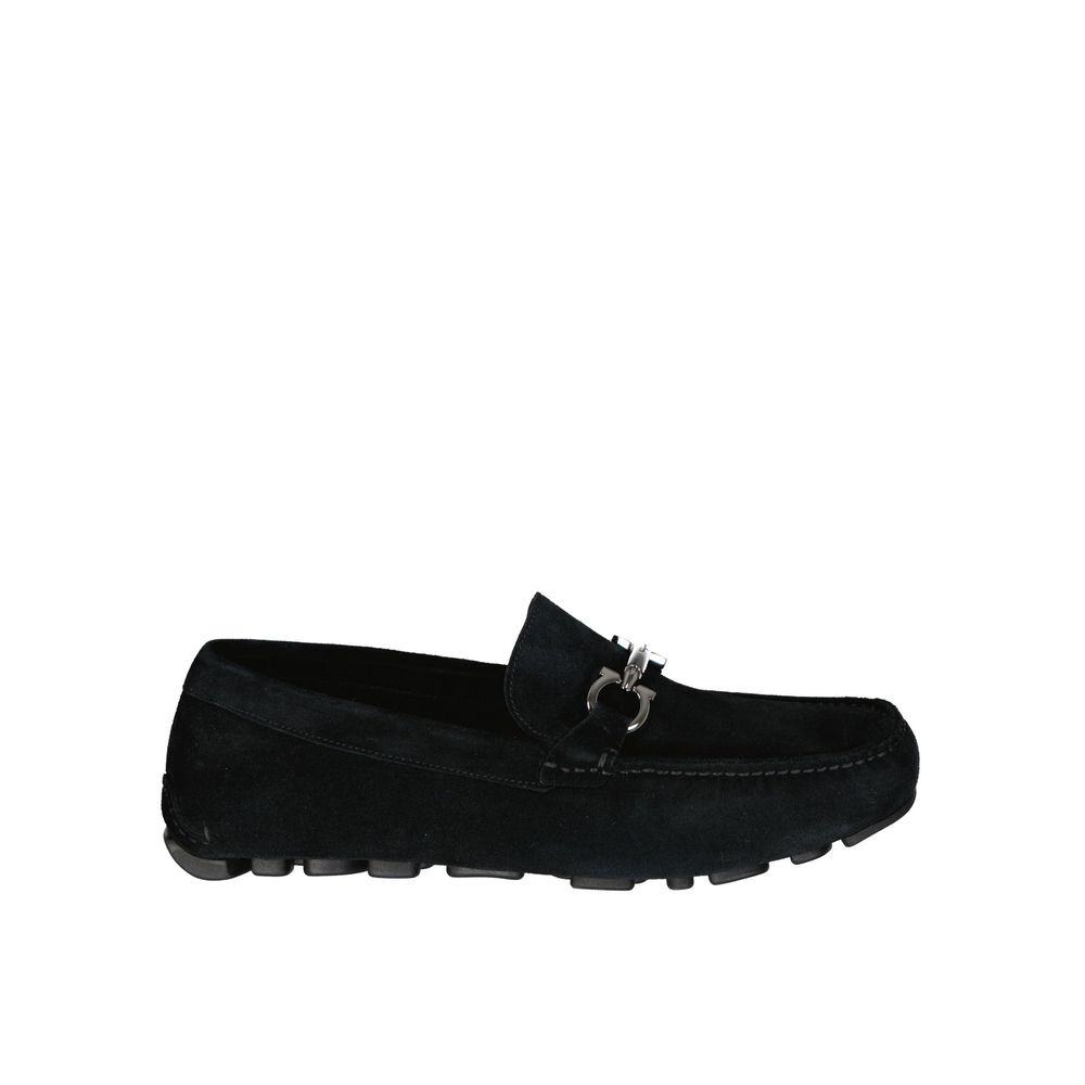Salvatore Ferragamo Black Leather Slip-On Loafers