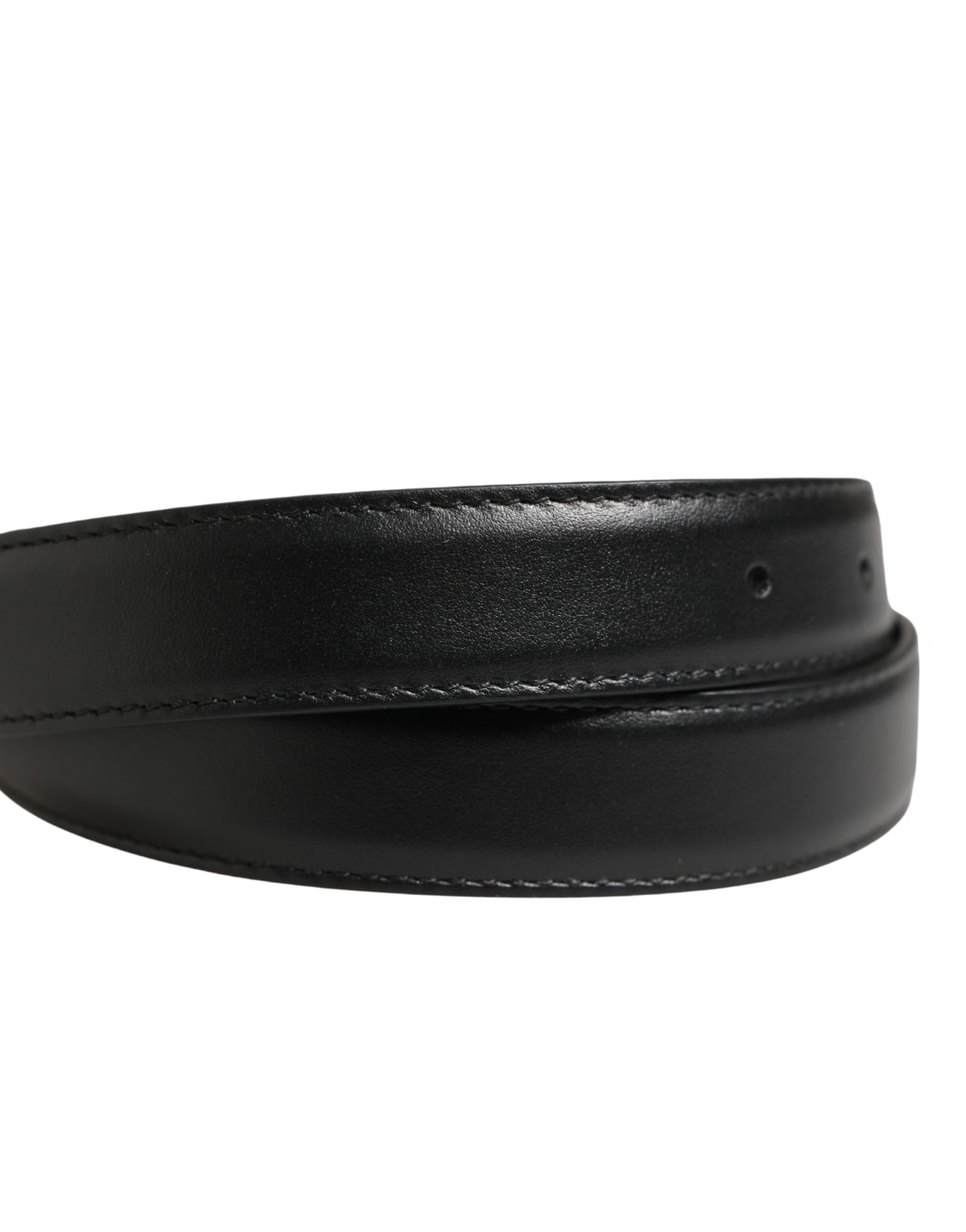Dolce & Gabbana Men Black Classic Leather Metal Buckle Belt