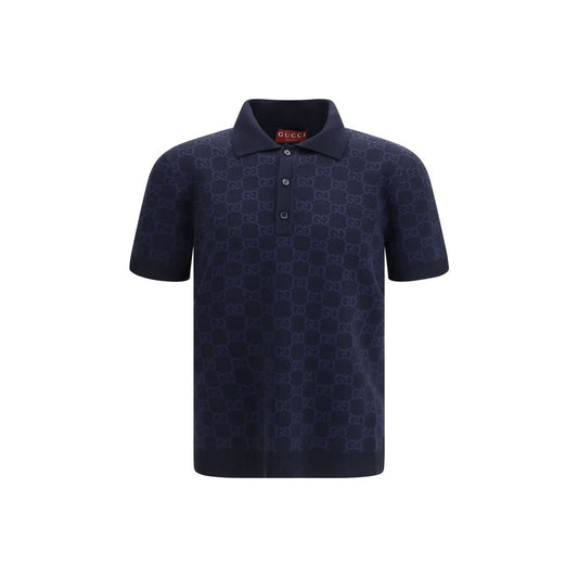 Gucci Blue Silk Polo Shirt
