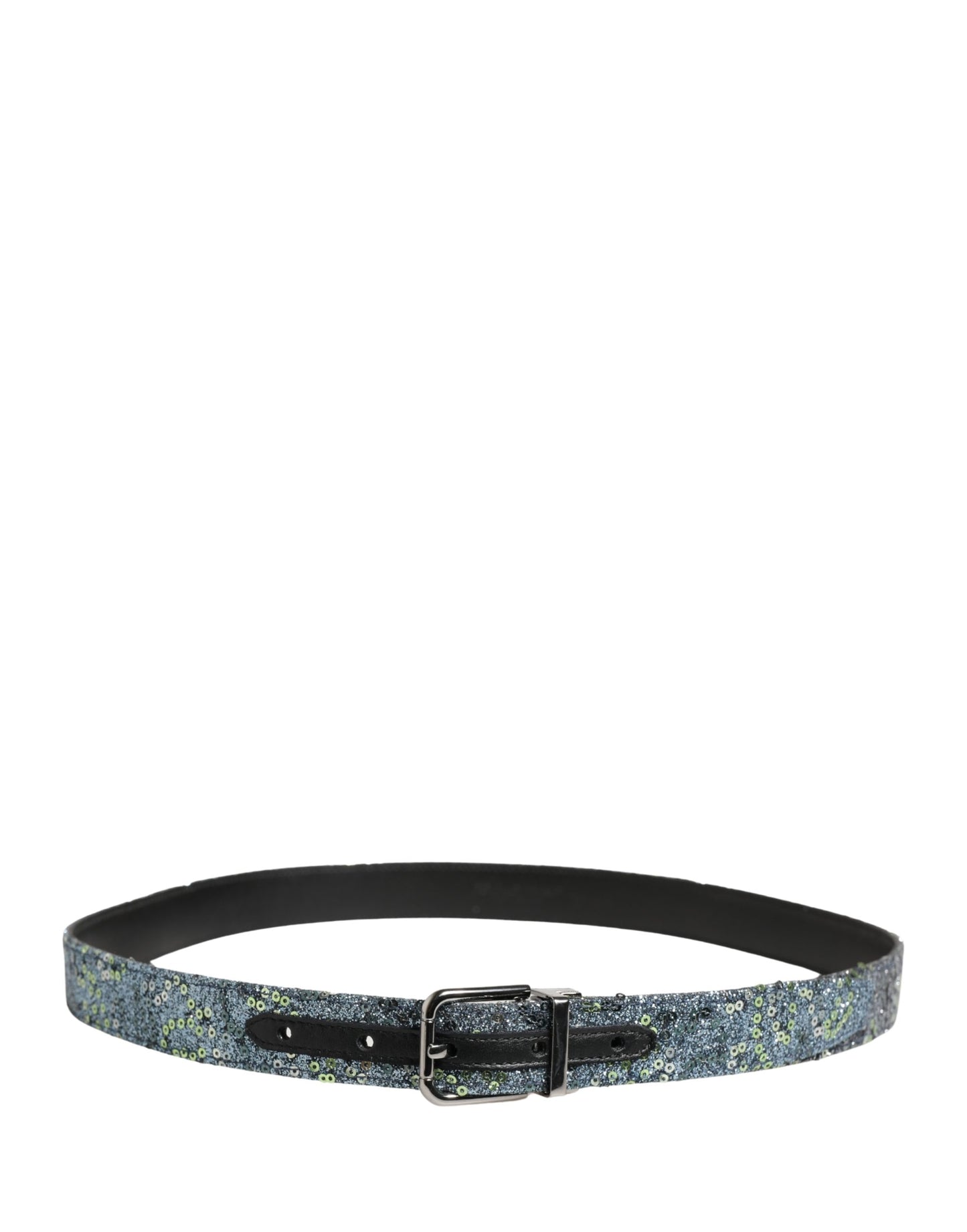 Dolce & Gabbana Men Multicolor Sequin Silver Metal Buckle Belt