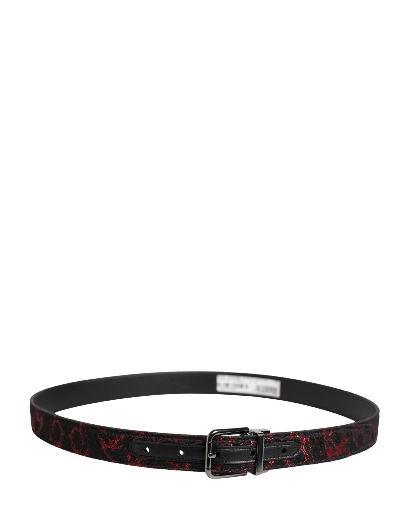 Dolce & Gabbana Black Red Polyester Silver Metal Buckle Belt