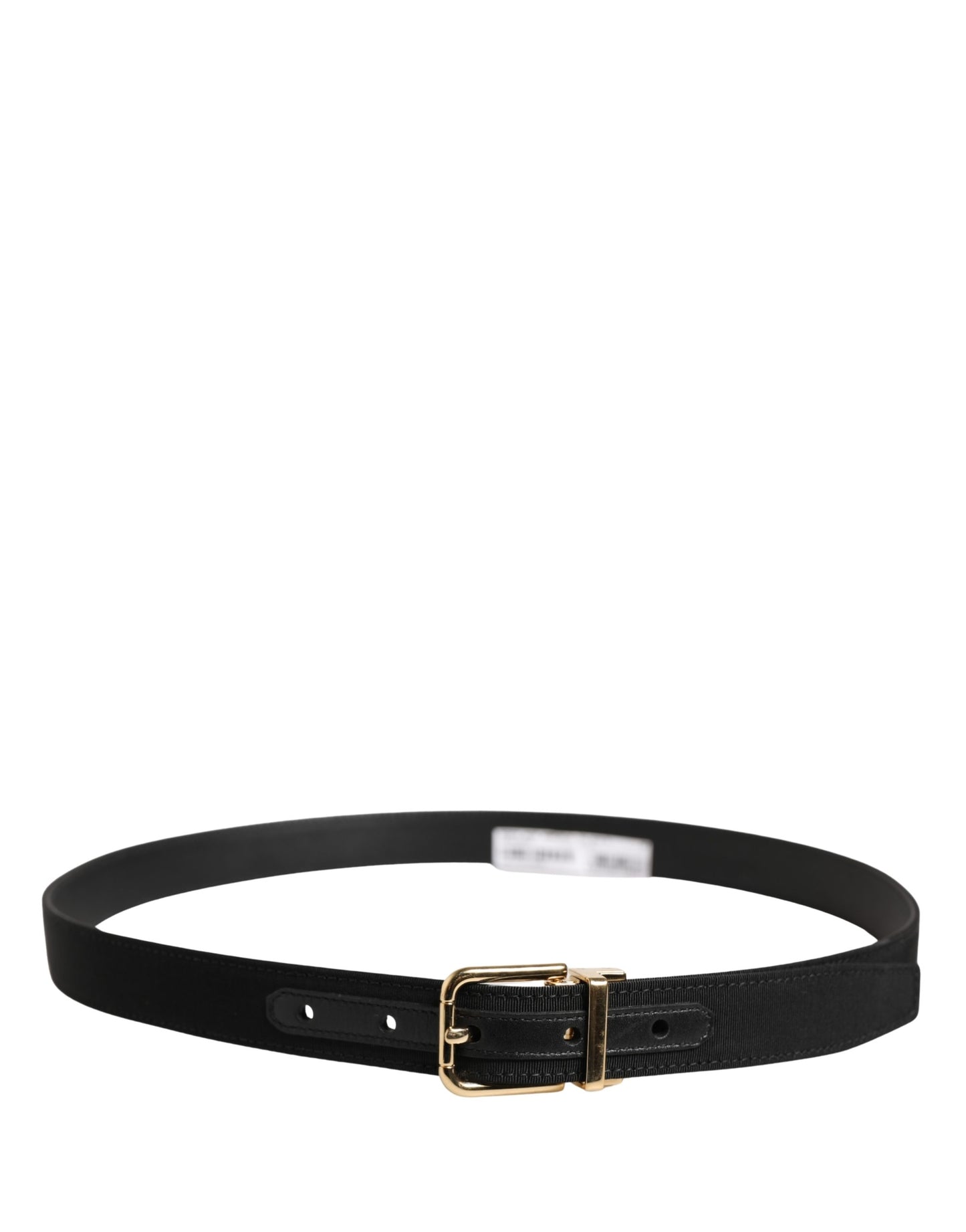 Dolce & Gabbana Black Viscose Leather Gold Metal Buckle Belt