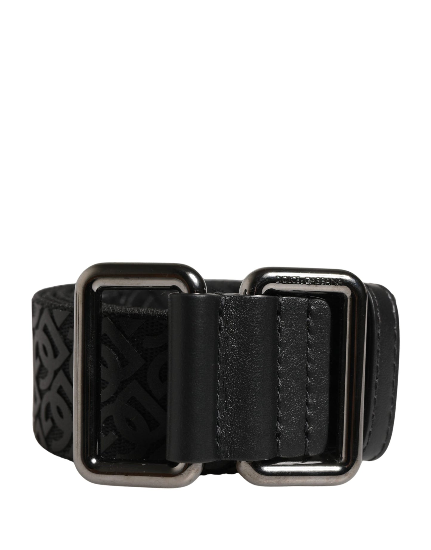 Dolce & Gabbana Men Black DG Logo Polyester Metal Buckle Belt