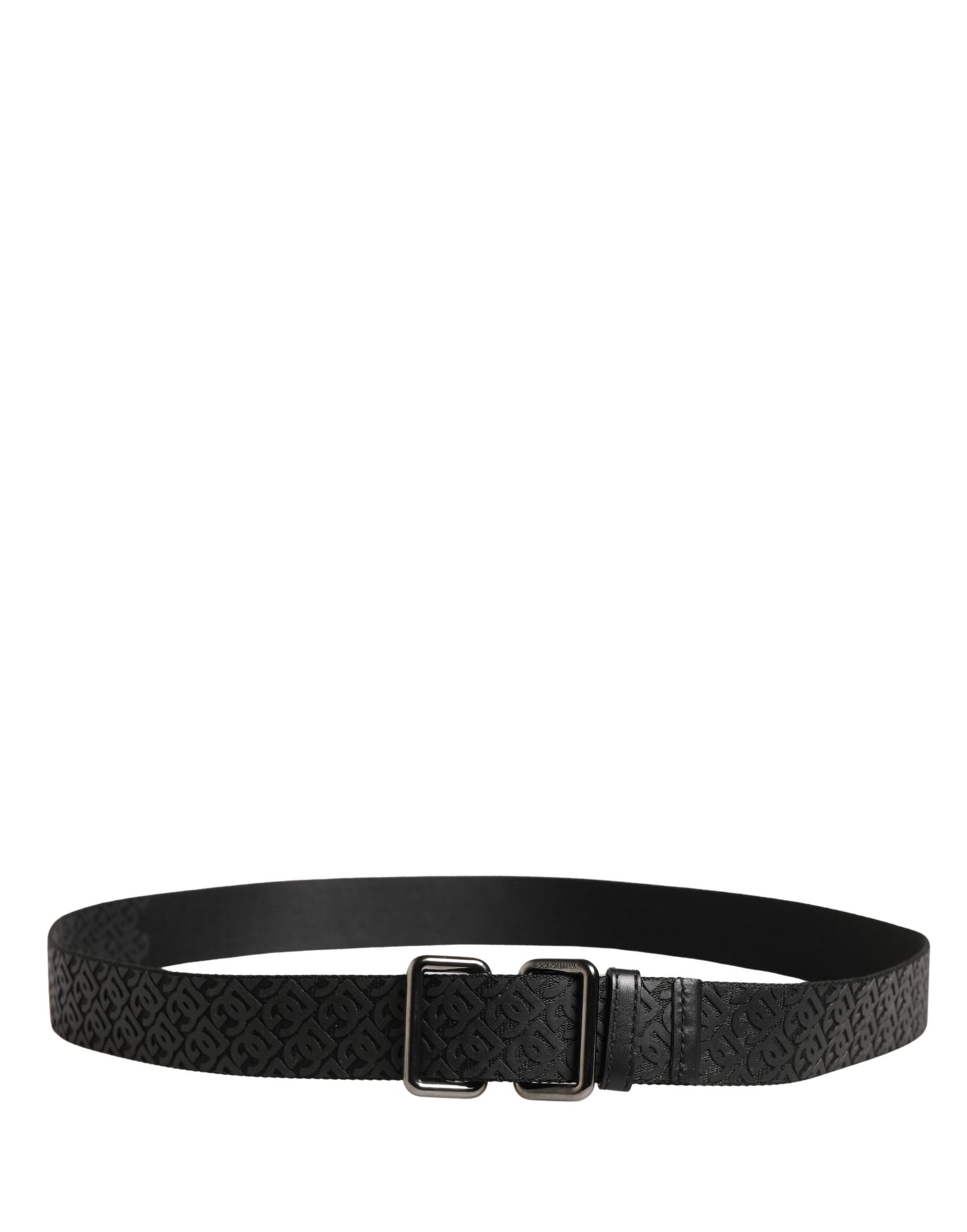 Dolce & Gabbana Men Black DG Logo Polyester Metal Buckle Belt