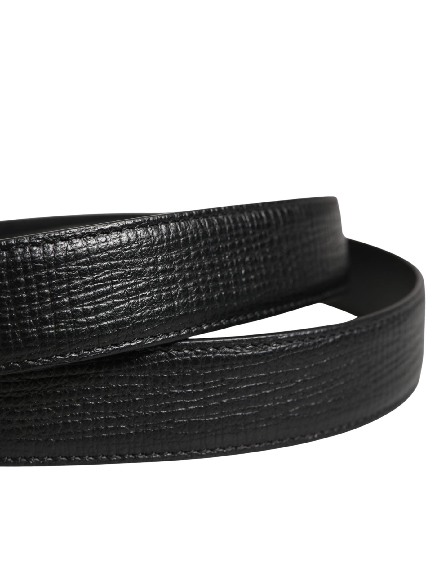 Dolce & Gabbana Men Black Classic Leather Metal Buckle Belt