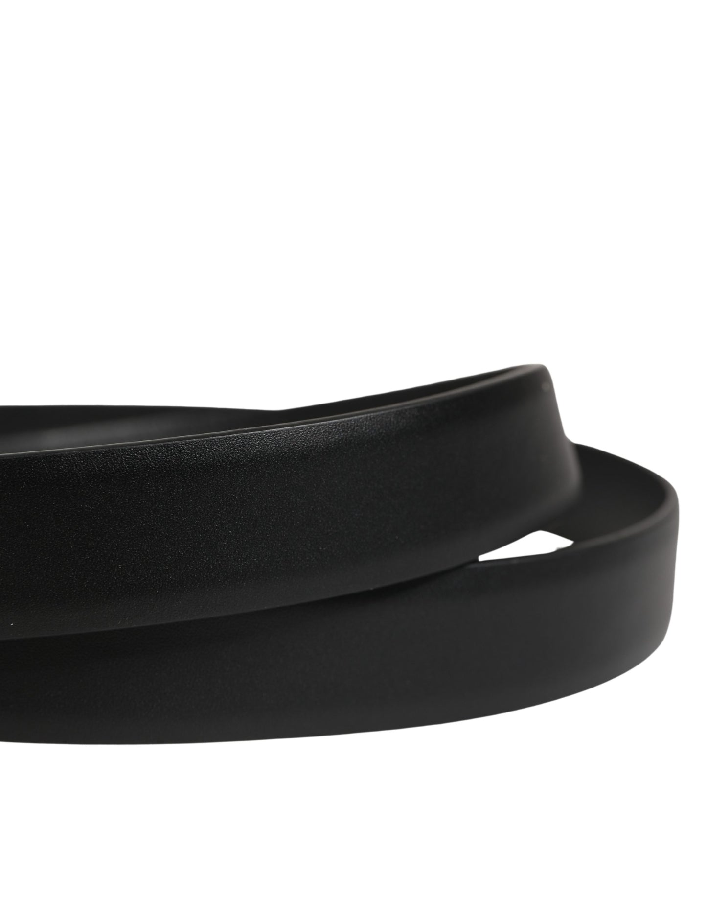 Dolce & Gabbana Men Black Classic Leather Metal Buckle Belt
