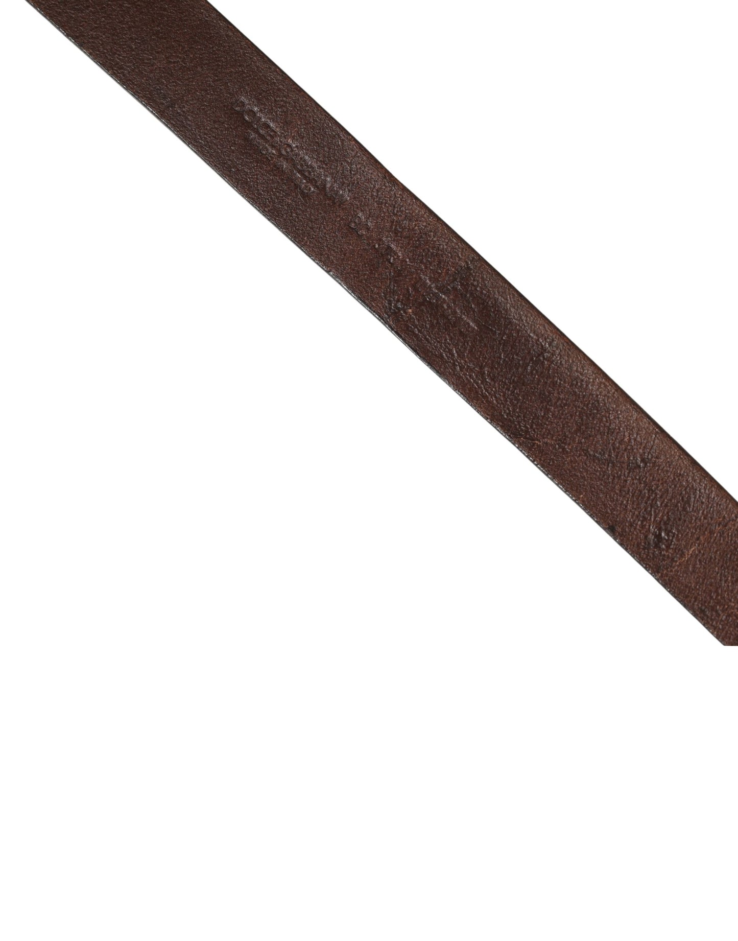 Dolce & Gabbana Men Brown Leather Logo Metal Buckle Belt