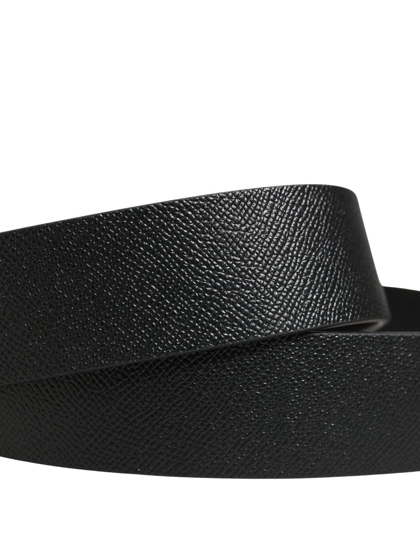 Dolce & Gabbana Men Black Leather DG Logo Metal Buckle Belt