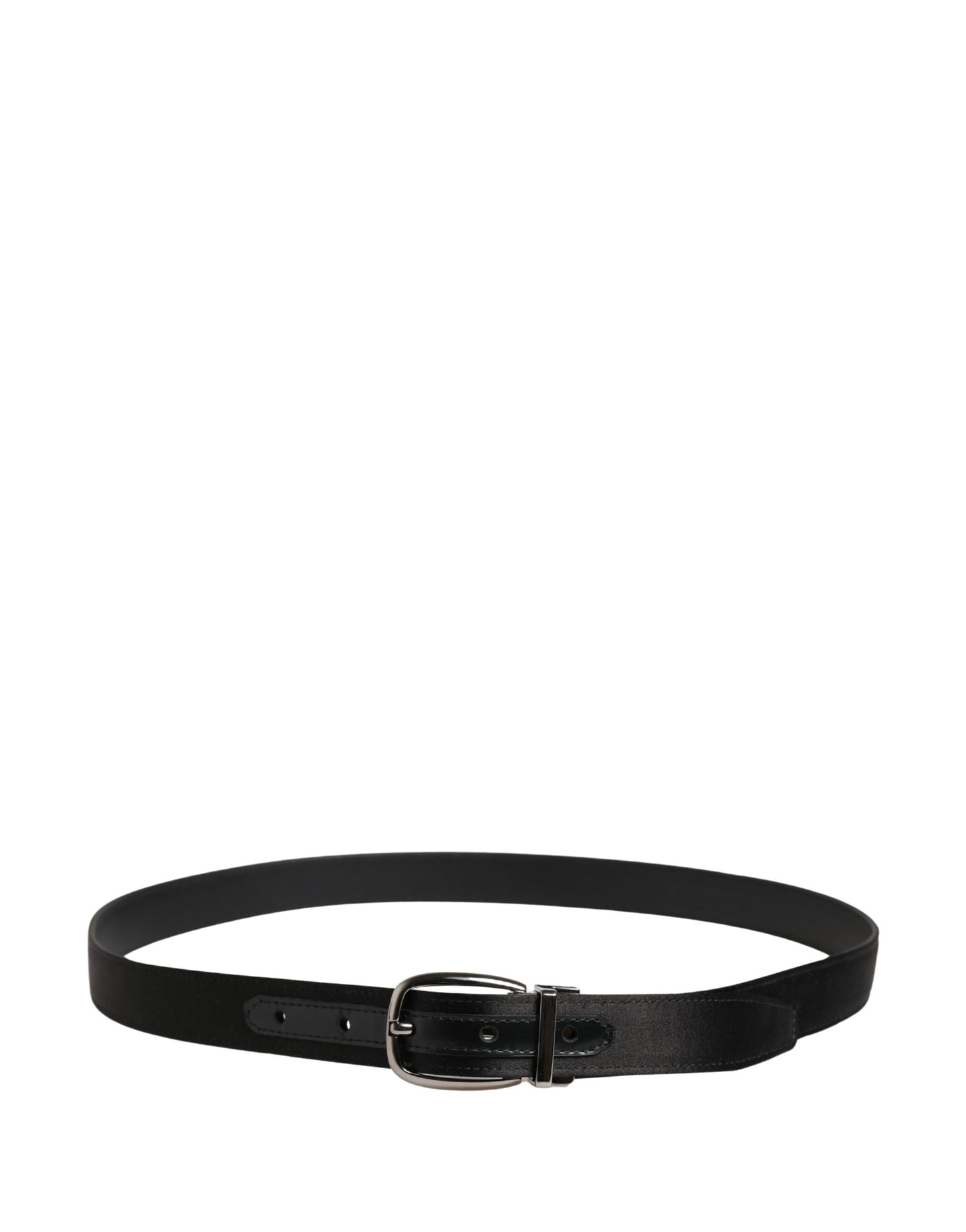 Dolce & Gabbana Men Black Classic Leather Metal Buckle Belt