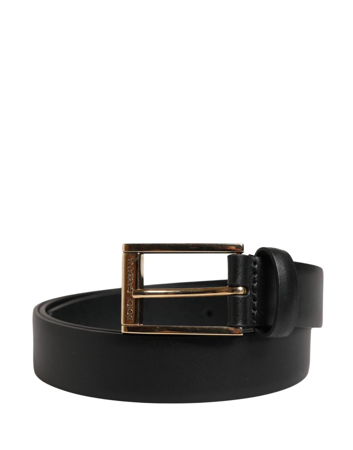 Dolce & Gabbana Men Black Classic Leather Metal Buckle Belt