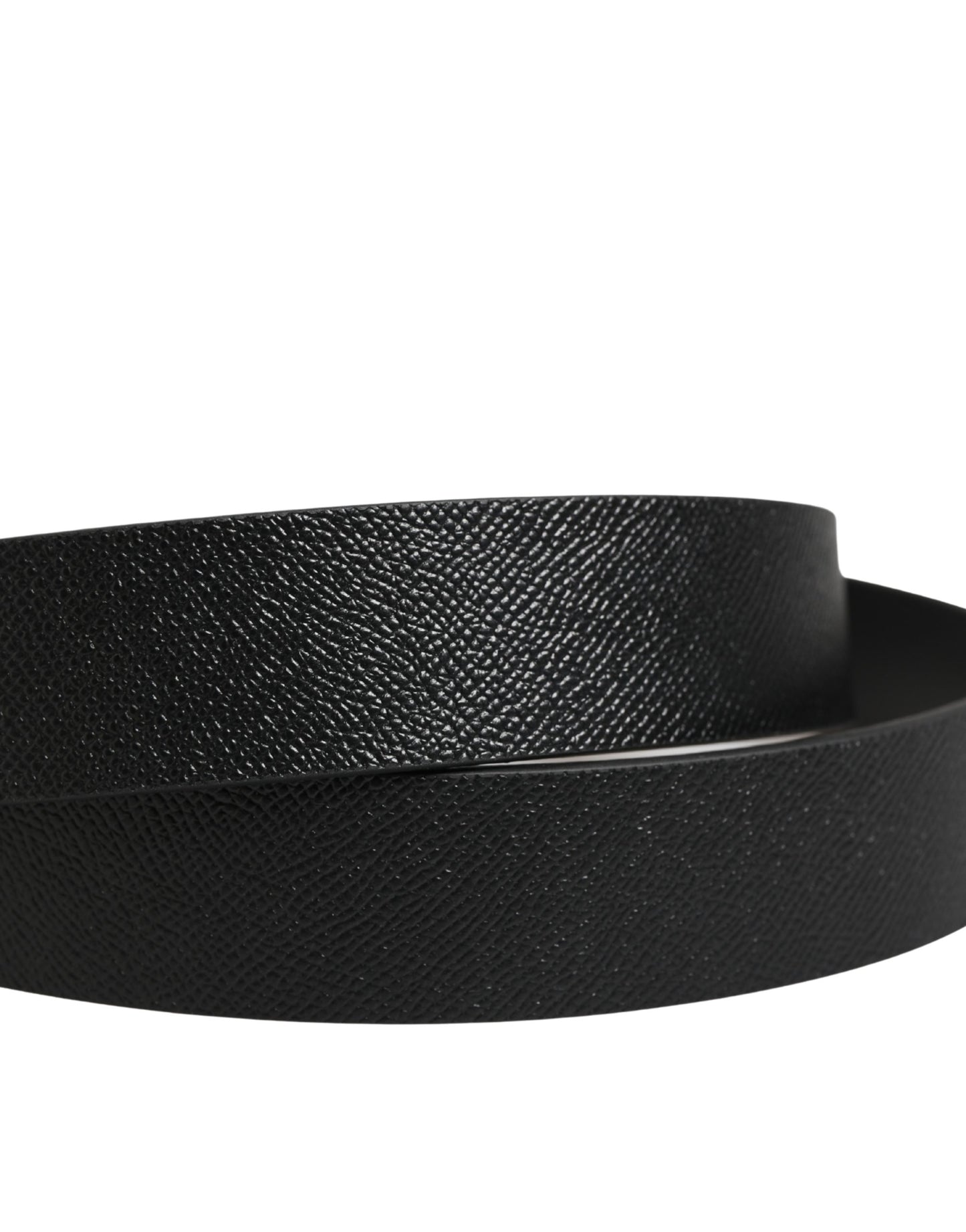 Dolce & Gabbana Black Classic Calf Leather Metal Buckle Belt