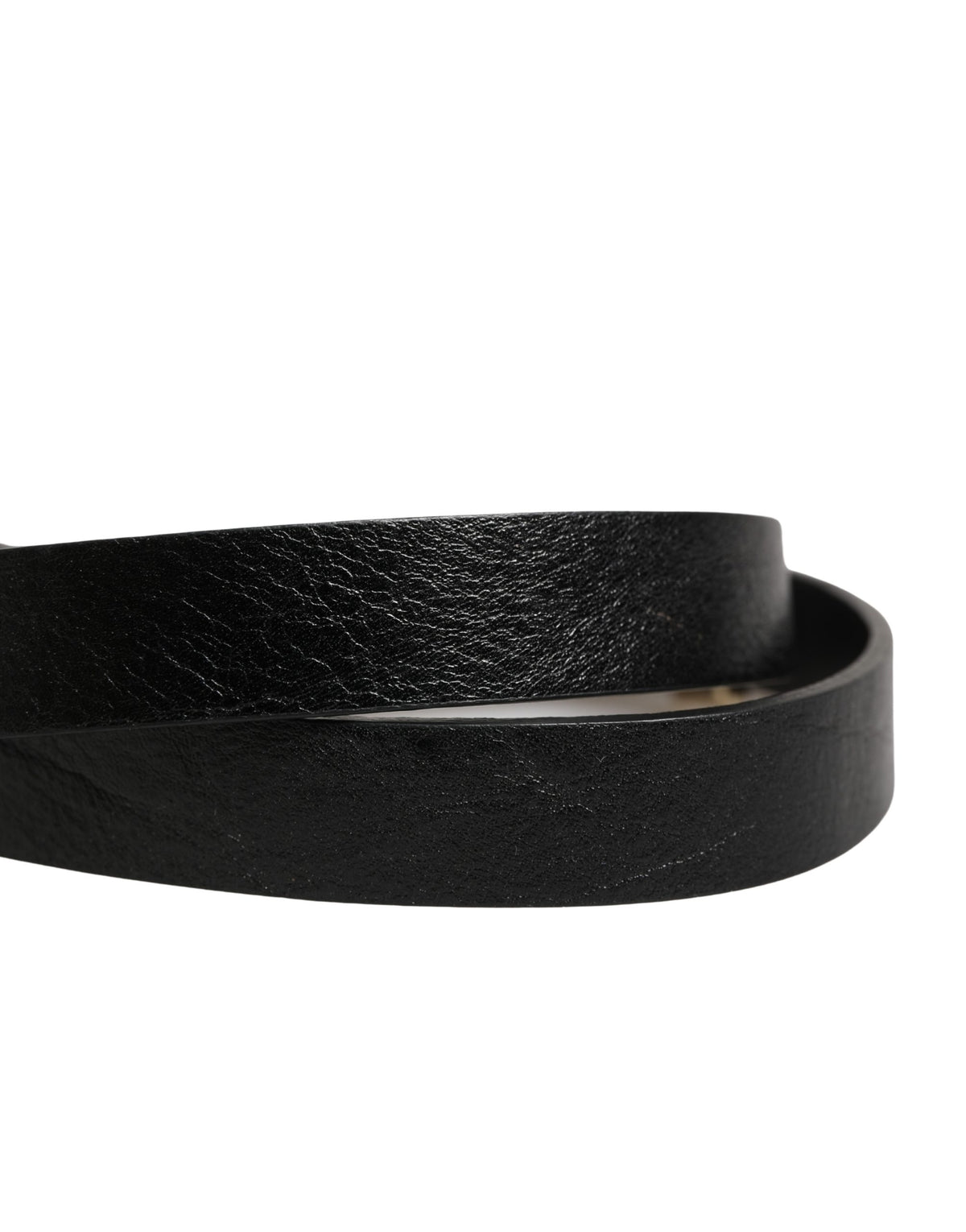 GF Ferre Black Leather Thin Gold Metal Brass Buckle Waist Belt