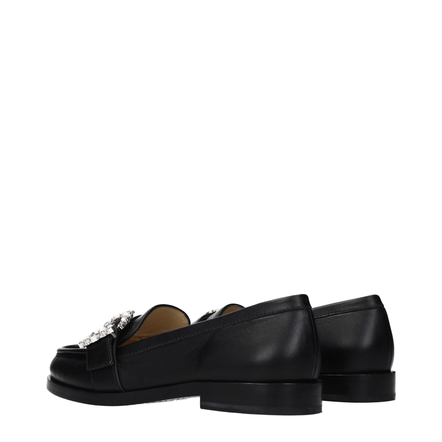Jimmy Choo Black Leather Slip-On Loafers