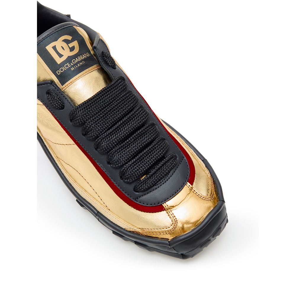 Dolce & Gabbana Gold Leather Low Top Sneakers
