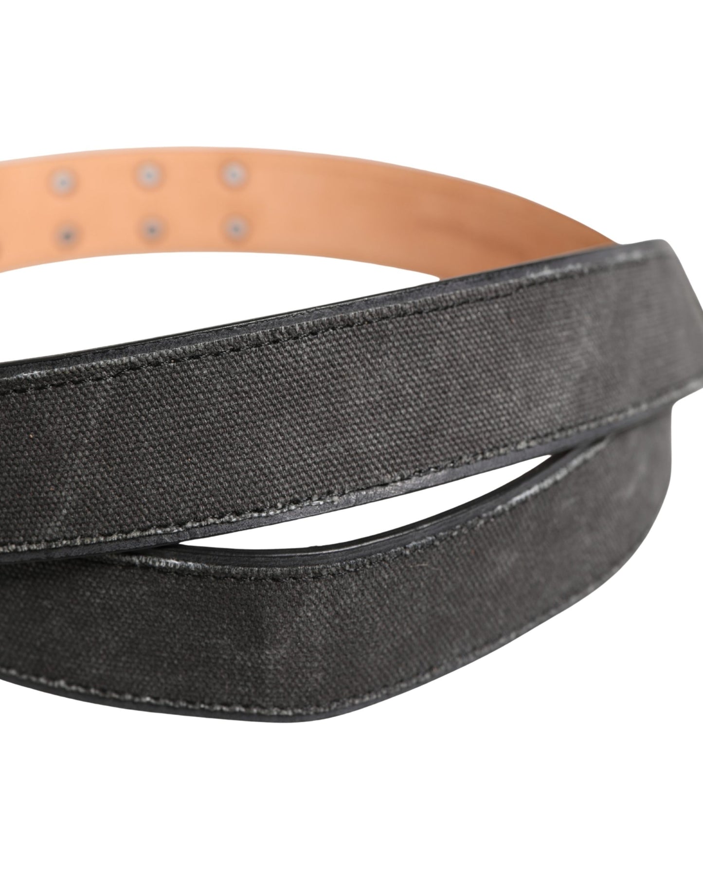 Ermanno Scervino Black Leather Cotton Logo Metal Buckle Belt