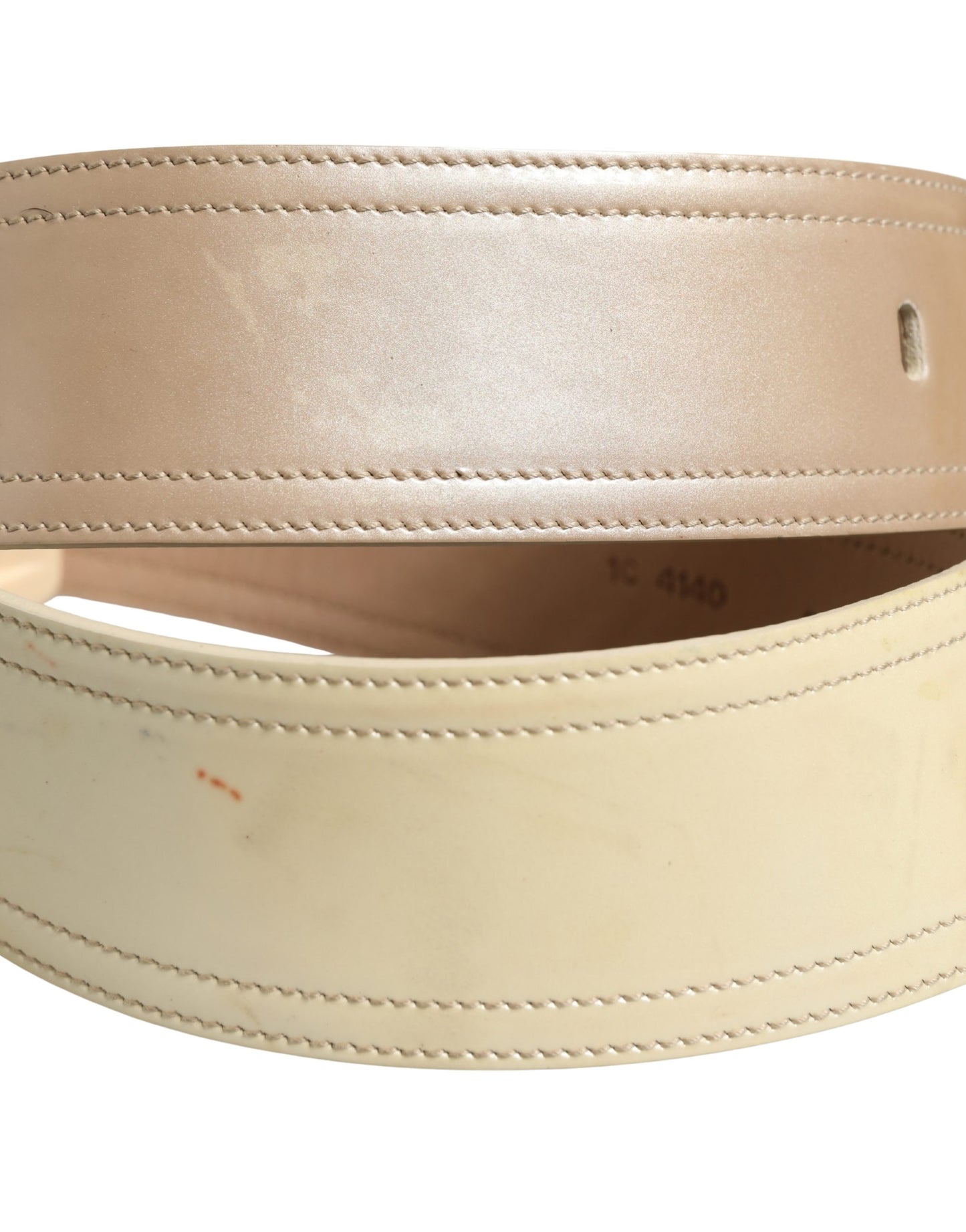 Prada Beige Leather Logo Wide Waist Women Square Buckle Belt