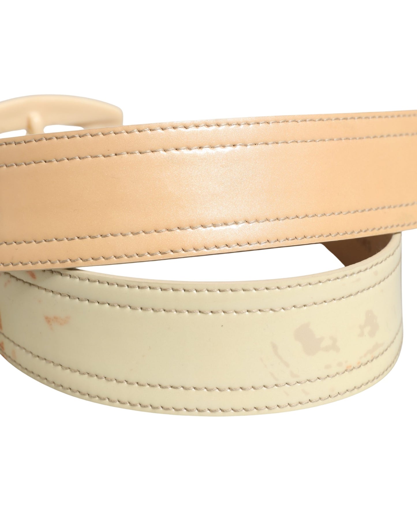 Prada Beige Leather Logo Wide Waist Women Square Buckle Belt