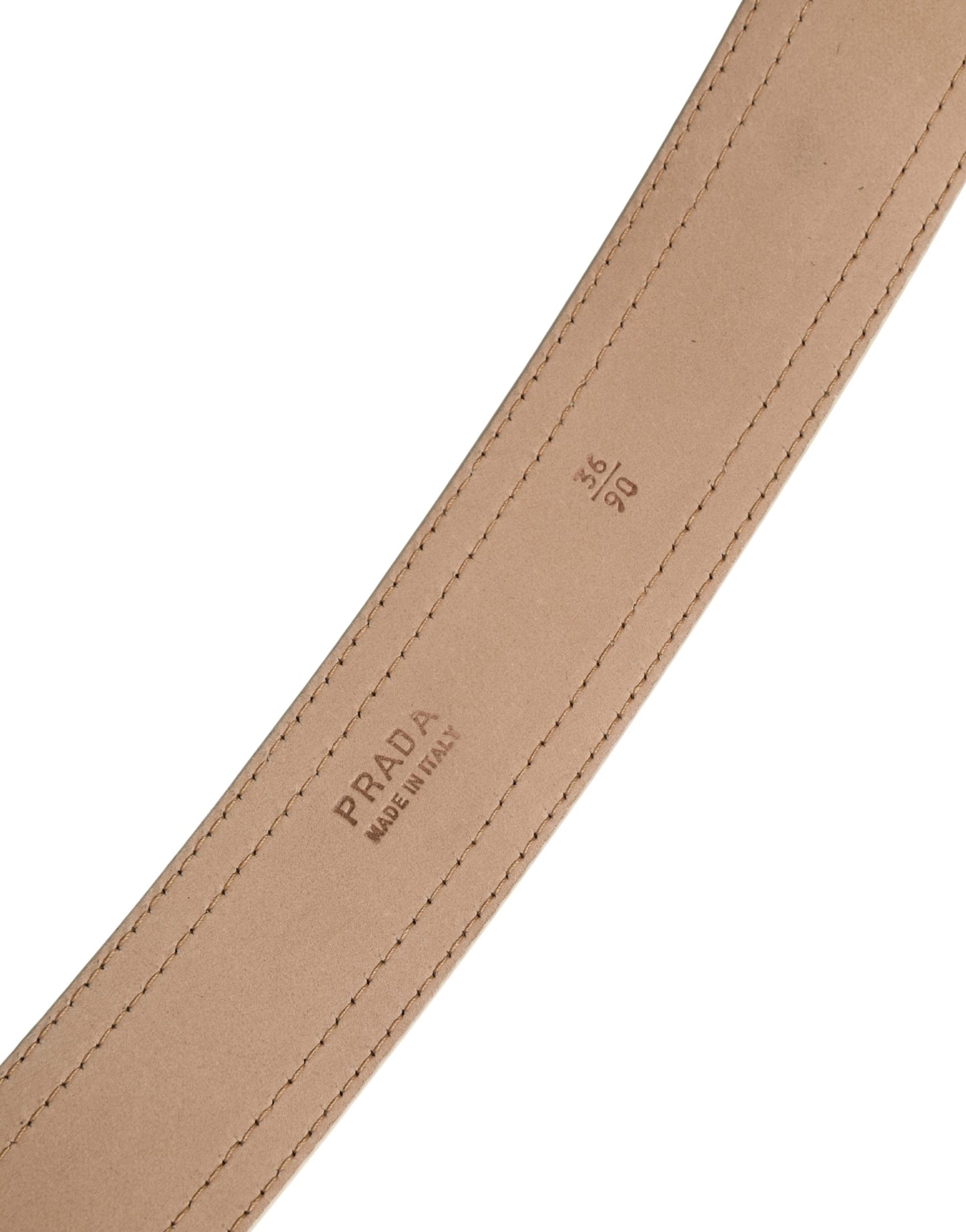 Prada Beige Leather Logo Wide Waist Women Square Buckle Belt