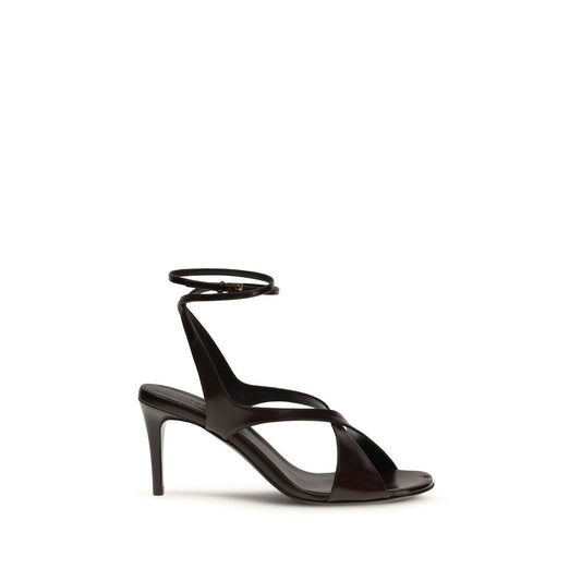 Khaite Black Calf Leather Bos Taurus Strap-On Sandals