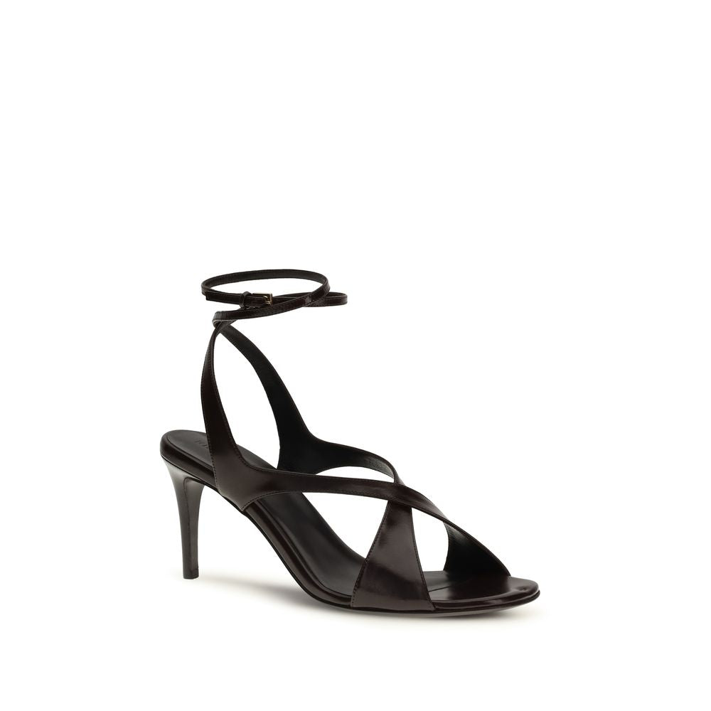 Khaite Black Calf Leather Bos Taurus Strap-On Sandals