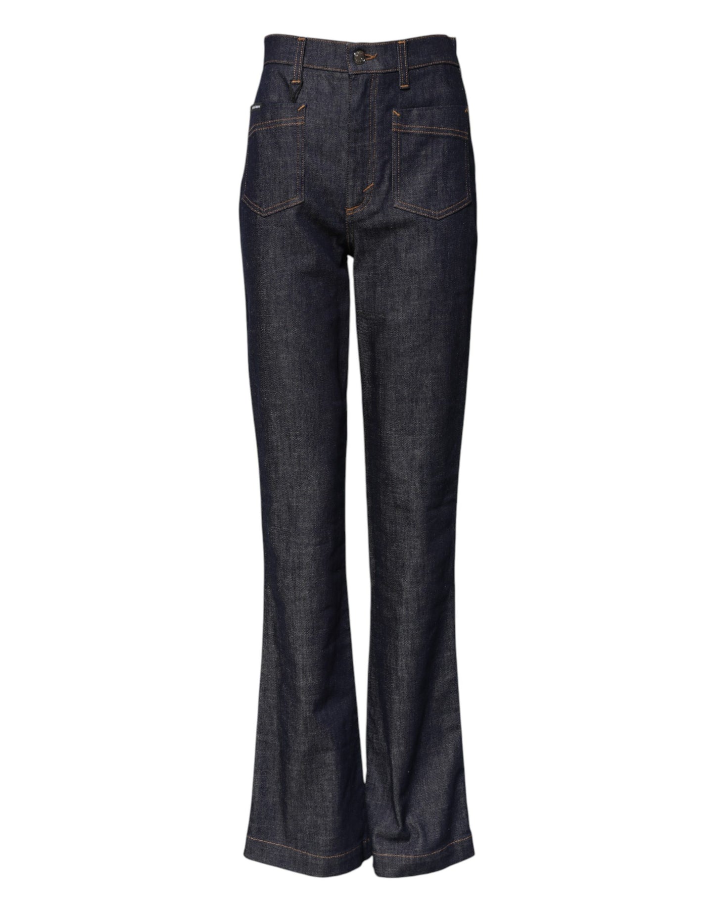 Dolce & Gabbana Dark Blue Cotton Flared Wide Leg Denim Jeans