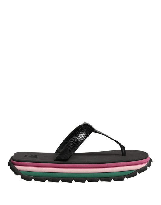 Dolce & Gabbana Multicolor Rubber Chunky Flip Flop Shoes