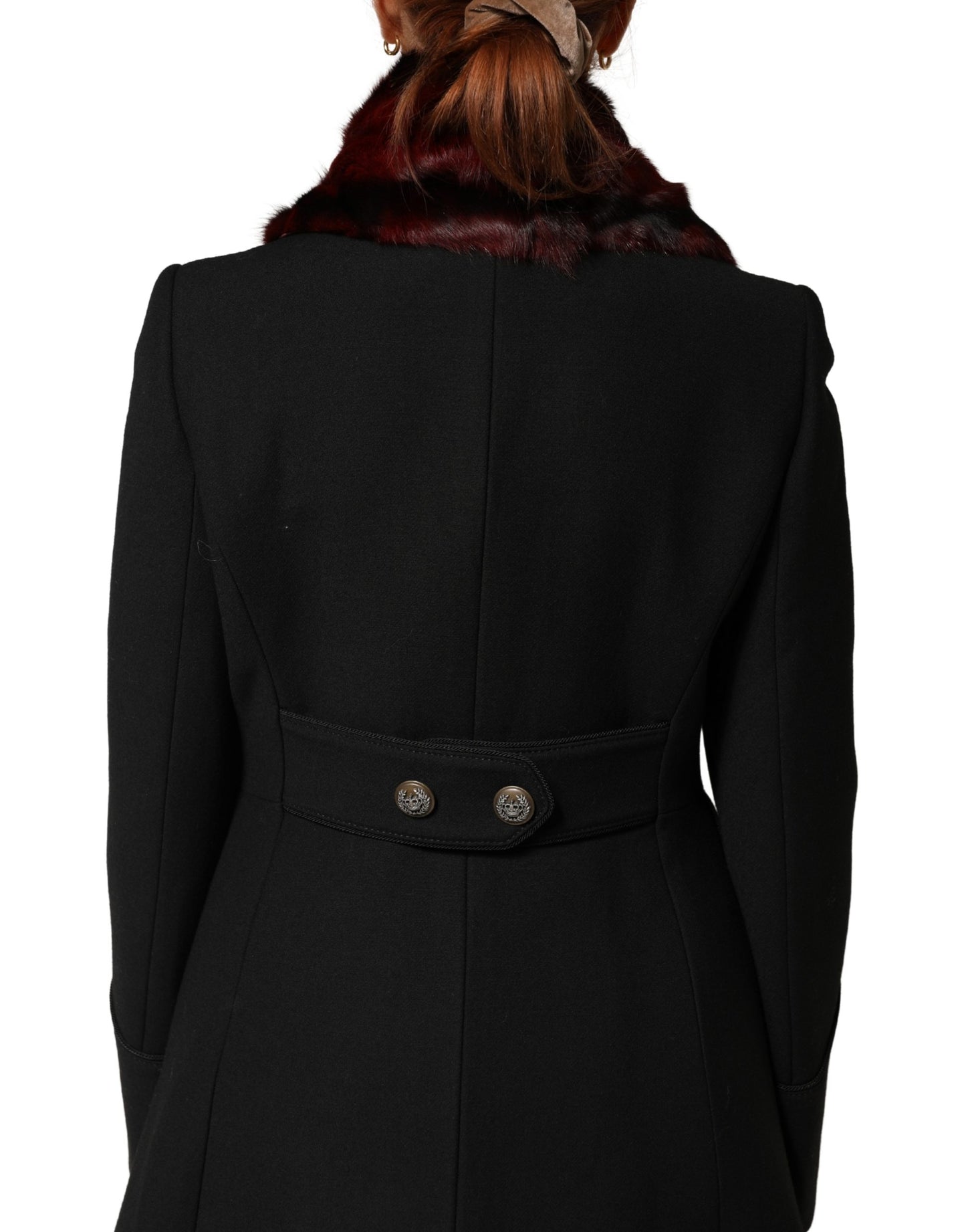 Dolce & Gabbana Black Red Stripe Fur Shawl Neck Wrap Scarf