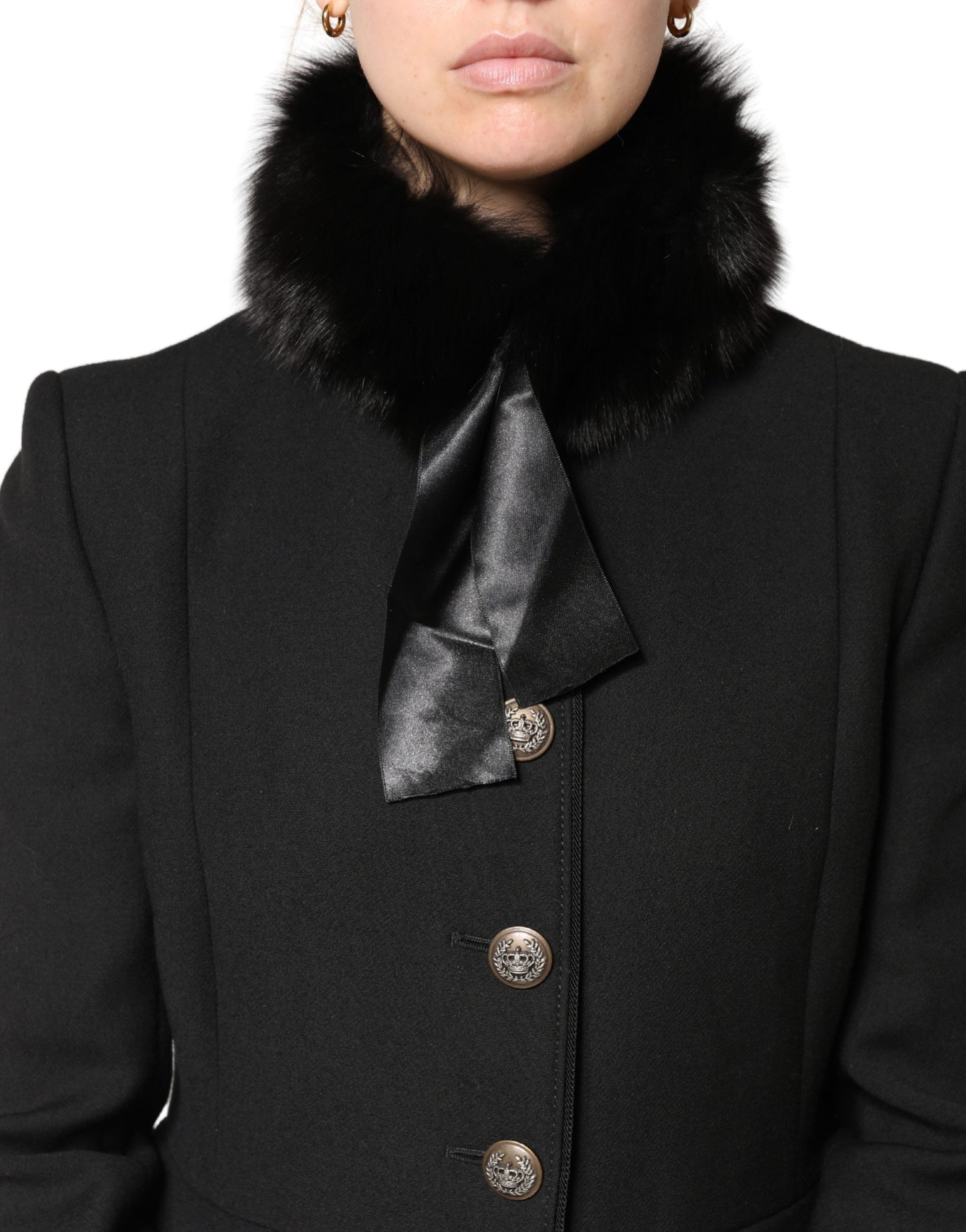 Dolce & Gabbana Black Fur Shoulder Collar Wrap Shawl Scarf