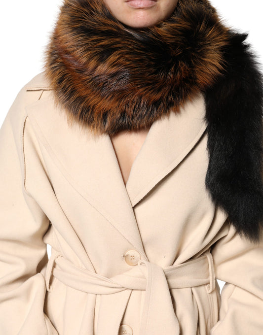 Dolce & Gabbana Brown Red Fox Fur Neck Warmer Winter Scarf