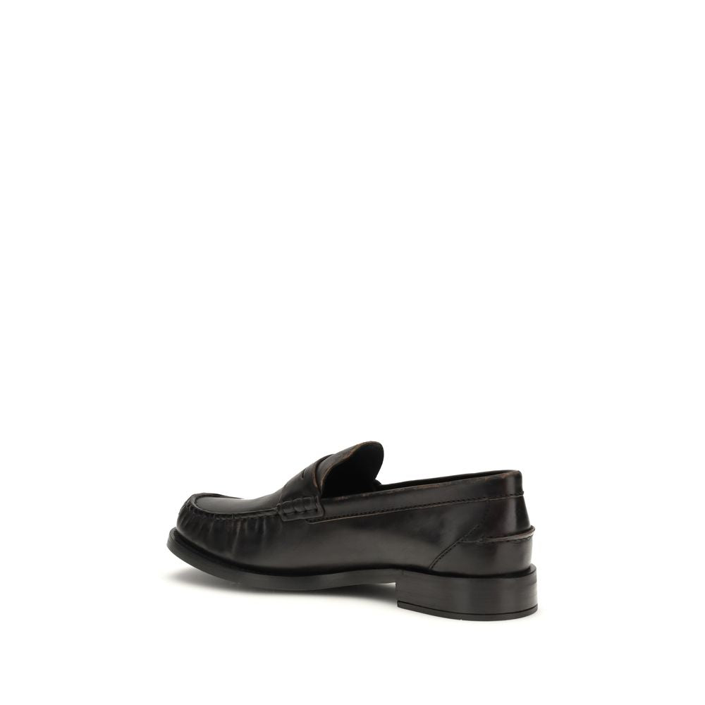Prada Black Calf Leather Bos Taurus Slip-On Loafers