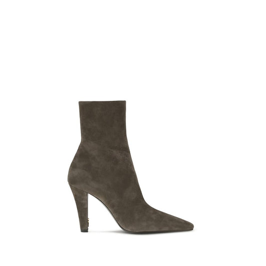 Saint Laurent Gray Calf Leather Bos Taurus Ankle Boots