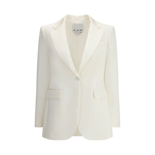 SA SU PHI White Silk Blazer